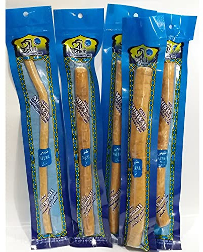 Al-Khair - 5 bâtonnets à mâcher Miswak ou Siwak à base de plantes, 20 cm de long, emballés sous vide, pour soins dentaires naturels, obtenus à partir de l'arbre Peelu (Alarak)
