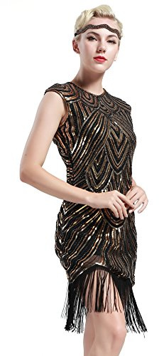 BABEYOND Robe Flapper Charleston Vintage Robe de Bal Robe de soirée Robe de Cocktail Paillettes Femme pour années 20 Gatsby Le Magnifique