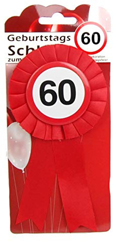 TOP TEN Geburtstags - Schleife 60 Button inkl. Sicherheitsnadel Abzeichen zum anstecken oder Dekoration Party