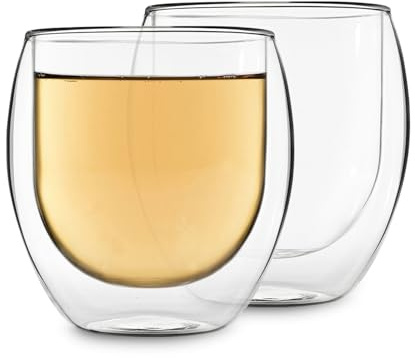 Feelino 2x 410ml Jumbo doppelwandiges Thermoglas + 3x grüner Erblühtee