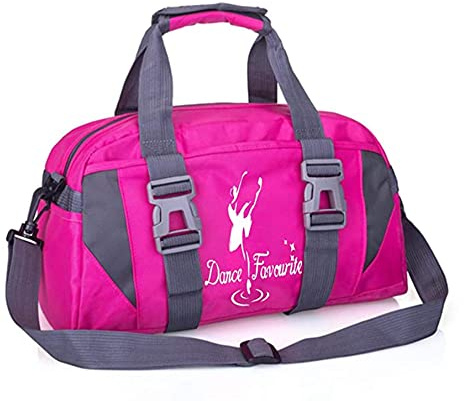 Small/Large Dance Duffle Bag For Girls Sport Gym Bags For Women Yoga Bag (rose and white, Large)