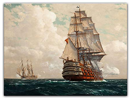 Bilderdepot24 Kunstdruck Poster - Michael Zeno Diemer Schiff auf dem Meer 80x60 cm ca. A1 - Alte Meister Bild ohne Rahmen