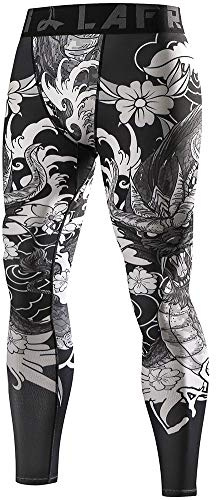 LAFROI Herren Schnelltrocknende Kompressions-Leggings-YSK08 (Dragon,LG)