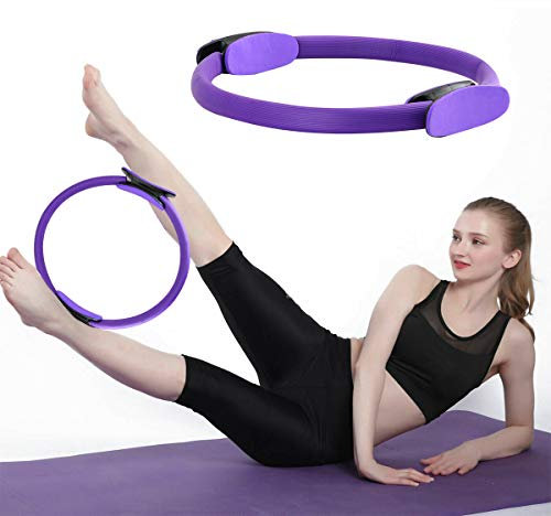 PROVO Pilates Ring Pilates Circle Widerstandsring Loop mit 3 Yoga Spannband, Yoga Ring mit Doppelgriff Pilates für effektives Kraft und Widerstandstraining für Fettverbrennung Core-Training