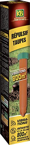 KB HOME DEFENSE HDULTAUP - Répulsif Taupes à Vibrations 800 m² - Vibrations basses fréquences - Vibrationts toutes les 30 sec - Longue portée - Surface 800 m² - Eloigne les taupes - Etanche à la pluie