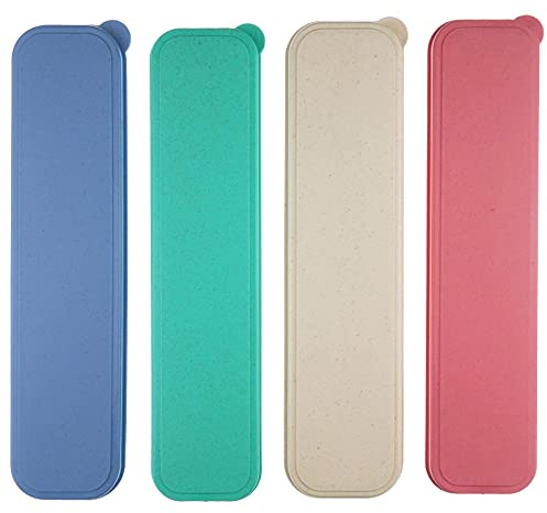 Zelerdo 4 Pack Portable Travel Tableware Storage Box Case for Cutlery Kit (4 Colors)