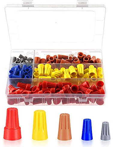 YIXISI 200 Piezas Alambre Eléctrico de Conectores de Tornillo Terminales PP, con Primavera Insertar Torsión Caps Tuercas de Conexión Surtido Conjunto