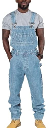 Suncolour Salopette da Uomo in Denim Salopette da Uomo Jeans Pagliaccetti con Bretelle Pantaloni Larghi da Lavoro Cargo Pagliaccetti Tute