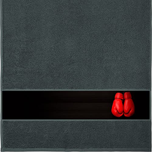 Manutextur Handtuch Mit Namen - Personalisiert - Motiv Boxen - Viele Farben - Dusch-Handtuch - Anthrazit - Größe 50x100 cm - Persönliches Geschenk Mit Wunsch-Name