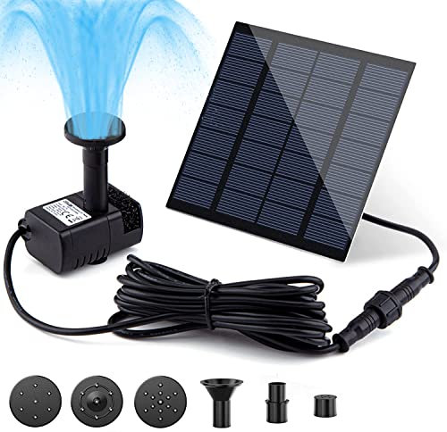 LONUO Solar Fountain Water Sprayers with Solar Powered Panel kit 6 Nozzles Water Feature Pump for Garden, Pool, Bird Bath,Pond, Aquarium, Fountain Supplies, Gray