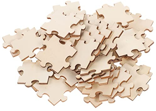 Kisangel Wooden Jigsaw Puzzle Pieces, 100pcs Unfinished Wood Jigsaw Puzzle for Kids Activity, DIY Arts and Crafts Interlocking Wedding Family Calendar Plaque Crafts
