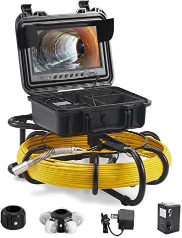 VEVOR 9 Inspektionskamera 70m Rohrkamera 1 Megapixel Kanalkamera 720P Endoskop-Kamera 12V 4500mAh Lithium-Akku 6Stunden Rohrinspektionskamera IP68 Für Abwasserkanäle Abwassersysteme Abflüsse