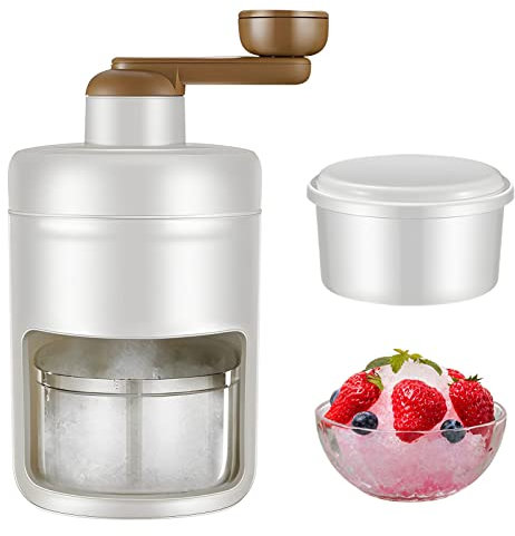 ACAREY Crushed Ice Machine, Ice Crusher Slush Maschine Slushy Maker Eisbehälter, Manual Ice Shaver, Slush Eismaschine Eiscrusher Für Ice Cream, Snowcone, Kakigori, Bingsu, Cocktail Maker (Weiß Set)