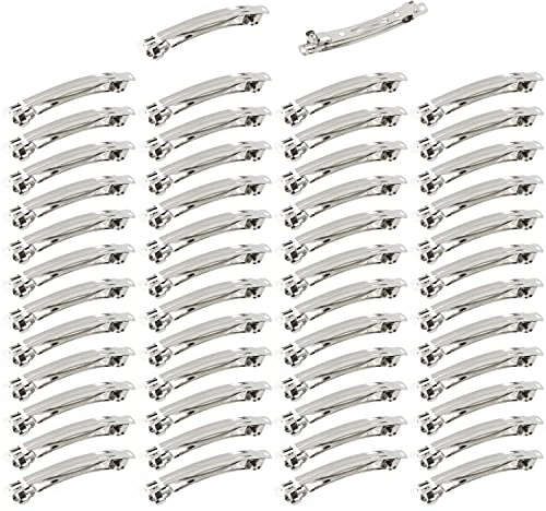 Cinaci 50 Stück 10 cm / 4 Zoll Blank Plain DIY Handwerk Silber Metall Französisch Haarspangen Snap Haarspangen Haarnadeln für Frauen Mädchen Haarschmuck