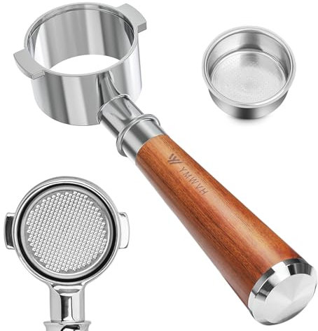 Siebträger ohne Boden, 51 mm, 2 Ohren, für Delonghi ECP3420/EC155/BCO430/EC260, Edelstahl-Filterkorb und Walnuss-Griff