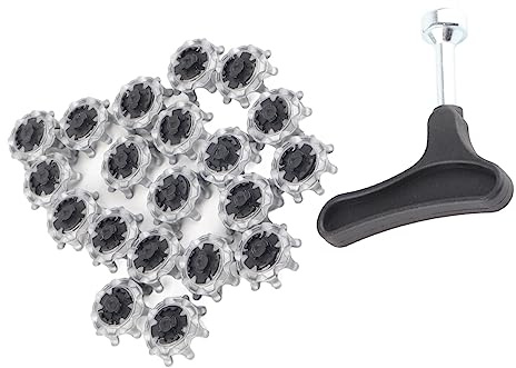 Syrisora Clavos para Zapatos, 20 Piezas, Clavos para Zapatos de Golf, Tacos de Repuesto para Zapatos de Golf, Clavos Antideslizantes Extraíbles para Zapatos de Golf con Herramienta de