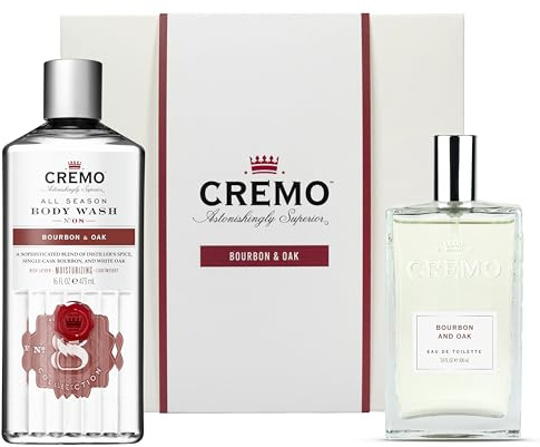 Cremo Bourbon & Oak Geschenk-Set – Duft & Duschgel – 100 ml, 473 ml