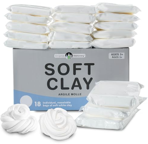 Original Soft Clay for Modelling, XL White Clay for Kids, Make Butter Slime, 1800 Grams
