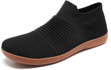 HUSKSWARE Barfotaskor, breda fötter, breda tåskor, Zero Drop sula, kvinnor, män, minimalistiska löparskor, fitness, spårlöpning, fritid, andas, halkfria, lätta sneakers, svart, 38 EU