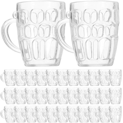 Luxshiny 50 Pezzi Mini Bicchieri Di Birra Trasparenti, Tazze Di Birra Per Decorazioni Festa, Matrimonio, Picnic, Compleanno, Facili Da Pulire E Trasportare