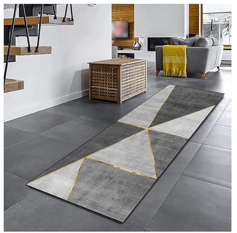 Siunwdiy Teppich läufer Flur Küche rutschfest Waschbar Küchenteppich 80X160CM Moderner Einfach Teppichläufer Grau Küchenläufer Teppichläufer Polyester Meterware Anpassbar