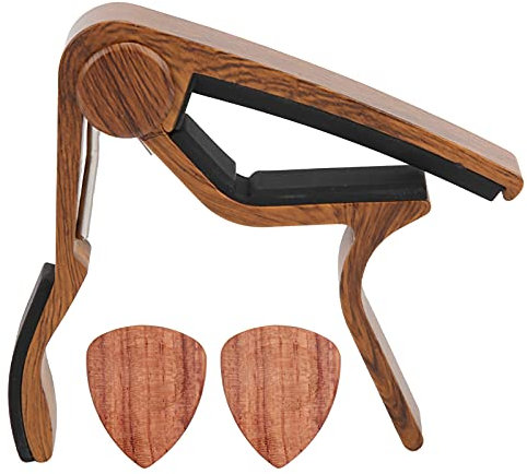 AONYAYBM Gitarren-Kapodaster, E-Gitarren-Kapodaster, Akustikgitarren-Kapodaster aus Massivem Holz, SilicaGel-Klammer, Ergonomie mit 2 Plektren für Akustik- und E-Gitarren, Bass, Mandoline, Ukulele