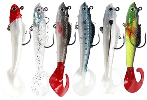 6 Pcs Pike Lures - Perch & Sea Bass Fishing Lures, Silicone Swimbait Artificial Bait