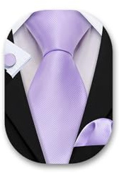 Barry.Wang Men Ties Plain,Solid Colors Handkerchief and Cufflink Necktie Set Formal Wedding Business