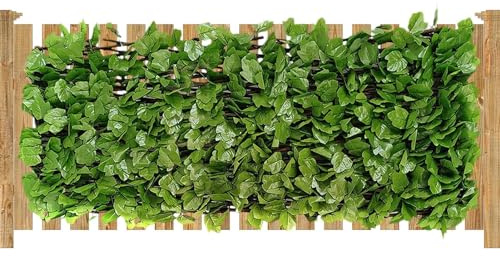 Pantalla de valla de privacidad de hiedra artificial, pantalla de privacidad de balcón,Valla de pared expandible para plantas - Decoración de balcón de barrera de privacidad de madera simulada cifrada