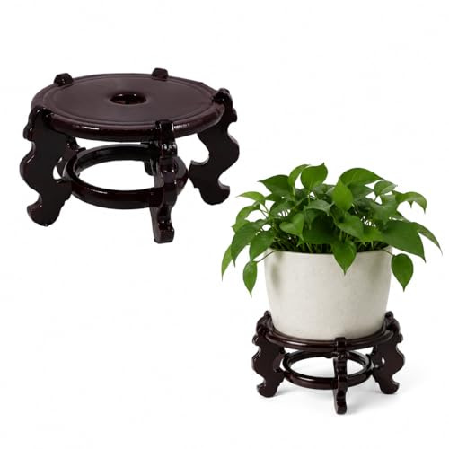 SUPVOX Wooden Flower Pot Base Stand Bonsai Pot Stand and Vase Display for Indoor Plants Rustic Small Flowerpot Holder Home Decor for Desktop and Shelf
