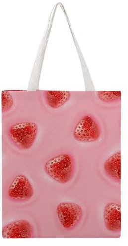 VYJLOO Rosa Erdbeere Damen Shopper Canvas Handtasche Einkaufstasche Tragetasche Schultertasche Umhängetaschen 38×46cm