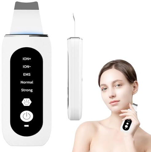 Limpiador Facial Ultrasónico,Peeling Ultrasonico Facial,Con 4 Modos Skin Scrubber,Espatula Ultrasonica Facial Profesional,Para Eliminación de Puntos Negros y Cuidado Facial