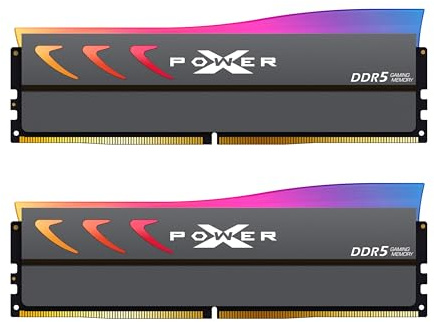 Silicon Power DDR5 64GB (2x32GB) Storm RGB 6000MT/s (PC5-48000) 288-pin CL38 1.35V UDIMM Módulo de memoria de escritorio RAM SP064GXLWU60BFDK Gris