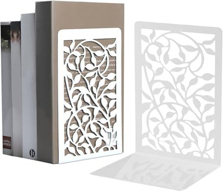 1 Paar Buchstütze,Weiß Bücherstützen Metall Buchstützen, Book Holder Bookends, Bücherhalter für Regal, Bücherständer, Buchhalter Regal für Schule Büro Zuhause Leseständer Notenständer