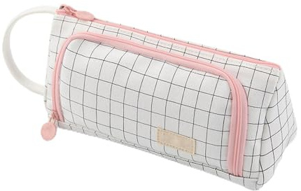BAIYSFFG 1Pcs Pouch Pen Case Big Capacity Pencil Case Simple Stationery Bag School College Office Organizer for Teens Girls Adults Student (Black Plaid)