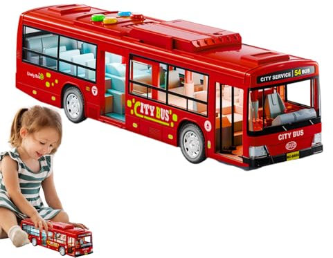 DAWCBVJQ Bus Für Kinder Spielzeug 28,5 X 6,5 X 7,5 cm Bus Modell ABS Spielzeugautos Spielzeugbus Für Ab 1 Jahr - Mit Licht Und Geräuschen, Realistischen Reifen, Simulierten Funktionstüren