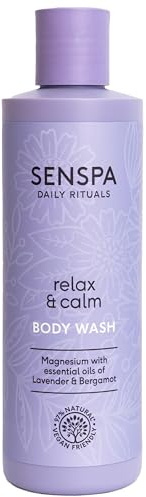 SenSpa Relax & Calm Lavender Body Wash - Vegan Shower Gel, Natural Body Wash with Magnesium, Shower Gel for Women & Men, Cruelty Free, Luxury Spa Gifts for Women - 250ml
