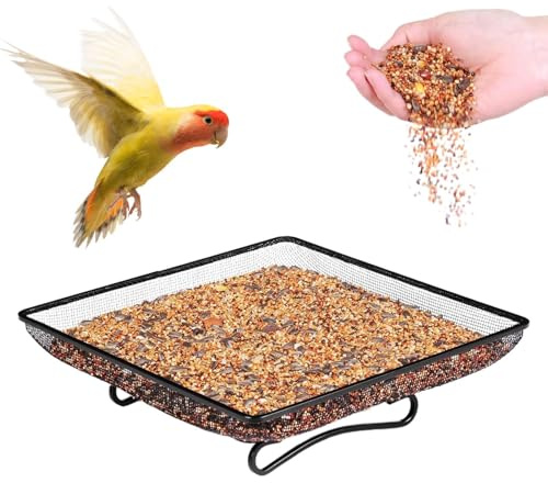 Quadratische Bodenschale Für Vogelfutter, Futterhaus, Feinmaschige Bodenfutterstation, Vogelfutterschale Aus Metallgeflecht, Futterschale Für Wildvögel, Metallgeflecht Futterspender