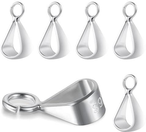 6Pcs 925 Sterling Silver Necklace Clasp, Silver Clasps for Jewelry Making, Pendants for Jewellery Making, DIY Jewelrys Supplies, 0.39x0.15in for Jewelrys Making Necklaces