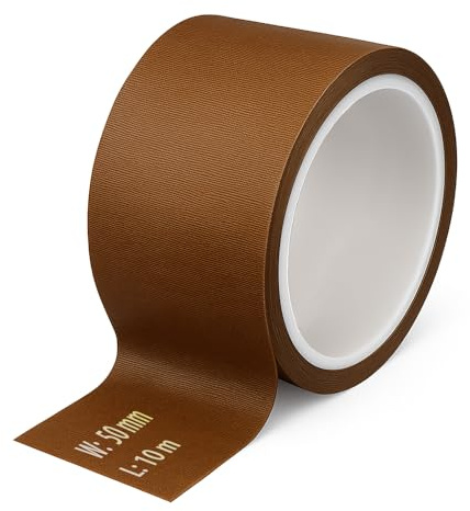 VANSUKY PTFE Teflon-Klebeband 50mm x 10m – Hitzebeständiges Antihaftband für Industrieanwendungen, 3D-Druck & Vakuumierer (50mm)