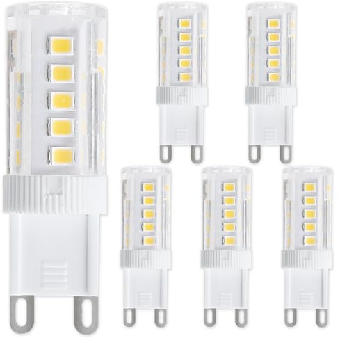 OddMart 6Pcs 3W G9 Light Bulbs LED Bulbs Natural Warm White 4500K, 240LM Bi-pin Energy Saving Capsule Bulb Equivalent 30W Halogen 360° Non-Flickering Not Dimmable CRI＞80 for Chandelier Lighting Decor