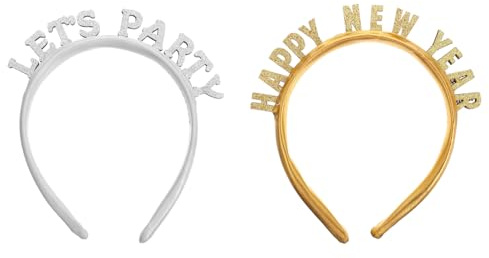 Gogogmee 2 Stück Teiliges Year Haarband mit Festlichem Design Auffälliger Kopfschmuck für Silvester Weihnachten Party und Festival Geeignet für Damen und Vielfältige Feierlichkeiten