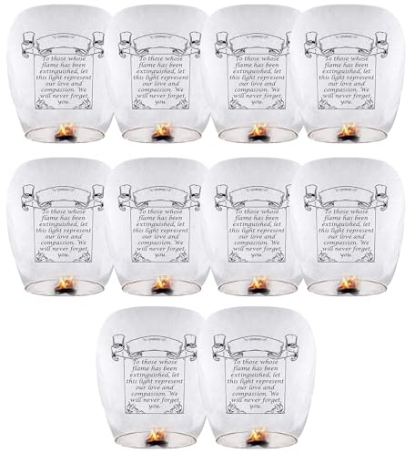Sky Chinese Lanterns 10Pack Sky Lanterns to Release in Memory Love White Color Large Memorial Paper Lanterns Birthday Wedding Funeral Christmas to Make Wishes (White)