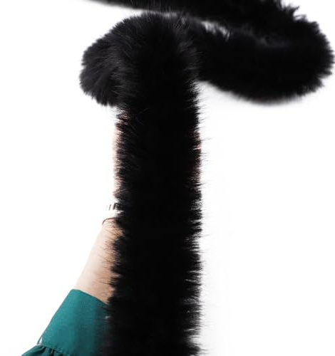 Vayliro 2m Kunstfell Band Breite 6cm Kunstfuchspelzband Dekoband Kunstfell Bordüre Plüschband Kunstpelz Pelzband zum Basteln Für DIY Nähen Handwerk Kleidung Weihnachtsdekorationen,Schwarz