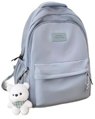 Laptopryggsäck, Student Unisex Skolväska Polyester Material Dockdekoration Flerfärgad(Blue)