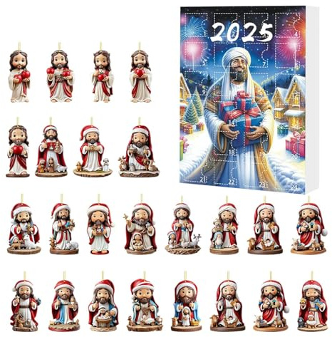 Calendario De Adviento Navidad 2025-24 Días 2025 Con Adorno Jesús En Relieve Para Cuenta Regresiva - Decoración Festiva Para Puerta Ventana Pared Coche Entrada Fiesta