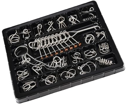 DECHOUS 25 Piezas Rompecabezas de Alambre Metálico de Inteligencia y Habilidad para Adultos de Puzzles de Anillos Educativos para Entrenamiento Mental y Entretenimiento