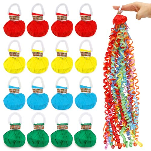 No Mess Streamers,16 Pack Hand Throw Streamers Colorful Party Streamer Poppers No Mess Confetti Poppers Party Poppers for Graduation Birthday Wedding Retirement Celebrations Baby Shower Party Favors