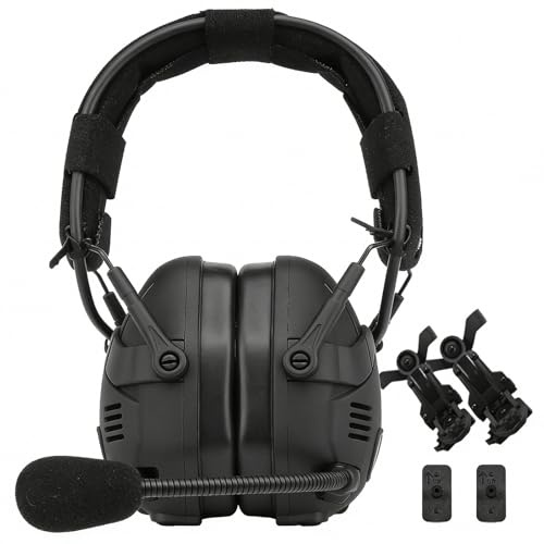 Rilevazione del Suono e Riduzione del Rumore Auricolari Tattici Bluetooth, Auricolari Indossabili con Sgancio Rapido per Casco Cuffie Antirumore(BK)