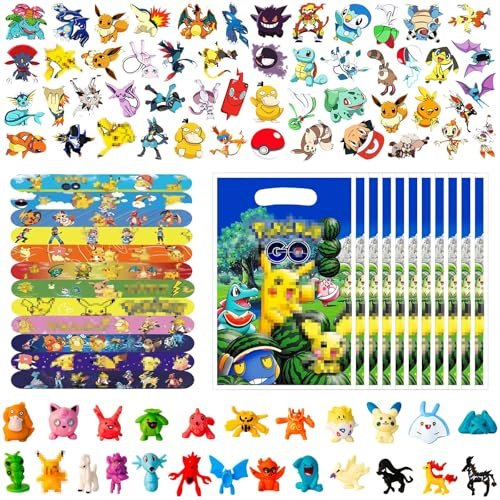 Mitgebsel Kindergeburtstag, 96 Stück Geburtstag Gastgeschenke Mitbringsel Set mit Geschenktüten, Minifiguren, Schnapparmbänder & Aufkleber, Party Kleine Geschenke Give Aways für Jungen und Mädchen